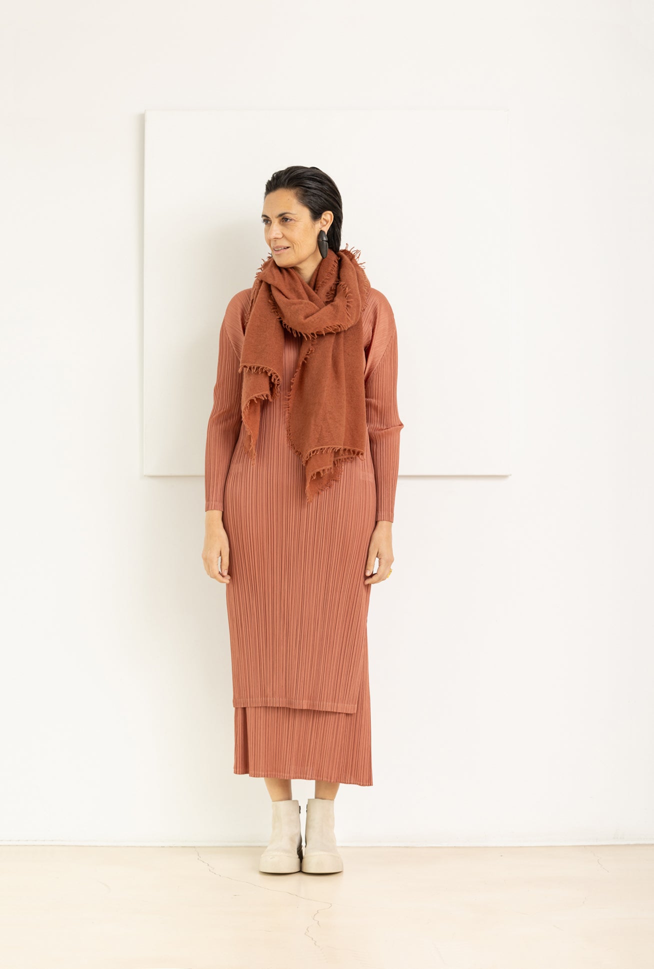 PLEATS PLEASE ISSEY MIYAKE DRESS COPPER BROWN