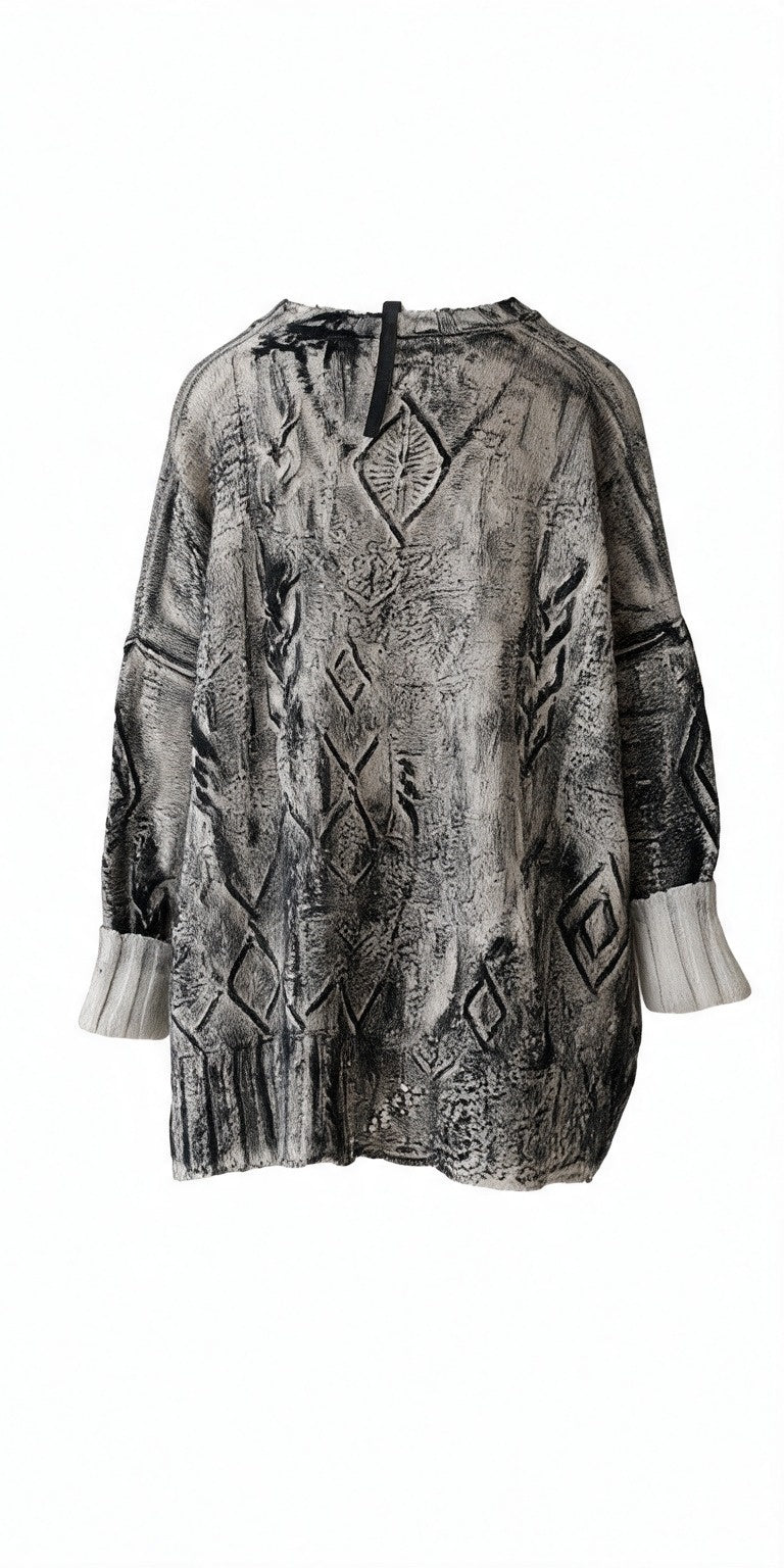 SERIE NUMERICA camisola oversize natural pintada à mão – imagem 2