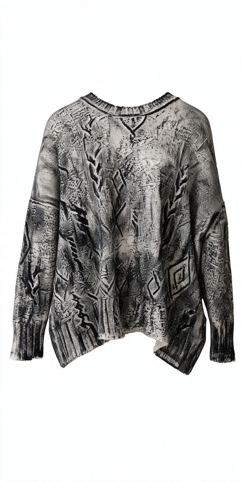 SERIE NUMERICA camisola oversize natural pintada à mão
