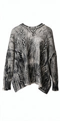 SERIE NUMERICA camisola oversize natural pintada à mão