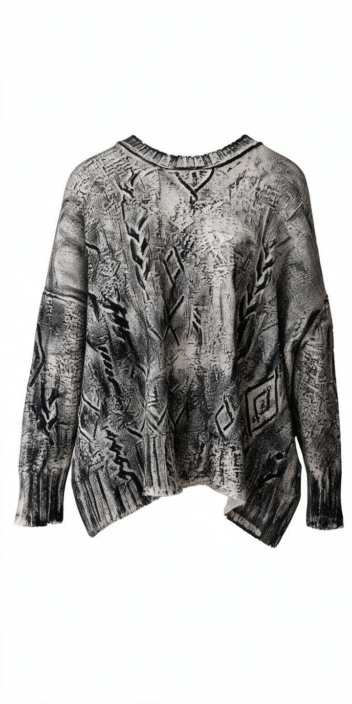 SERIE NUMERICA jersey oversize en tono natural pintado a mano 