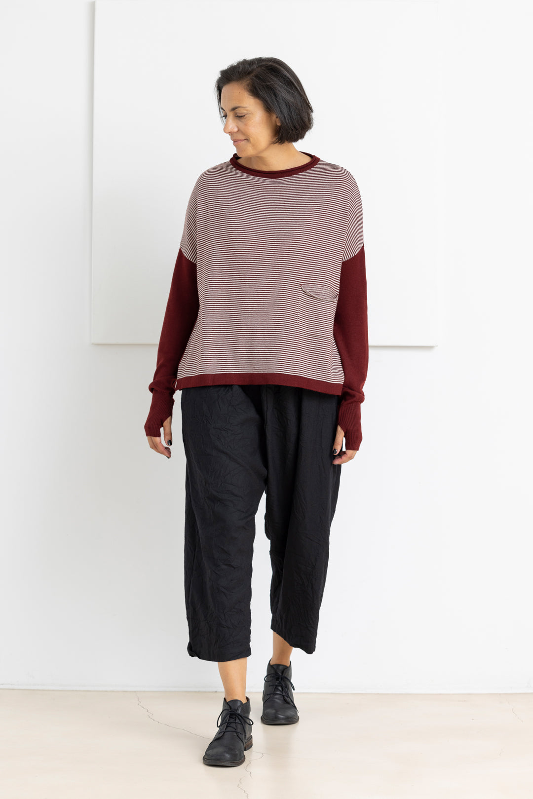 MA ' RY ' YA STRIPED PULL BORDEAUX