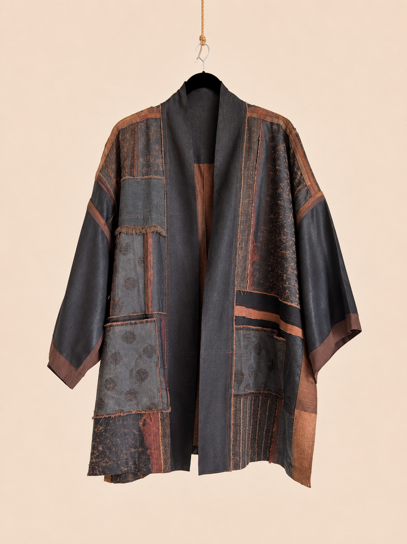 NOIR patchwork kimono