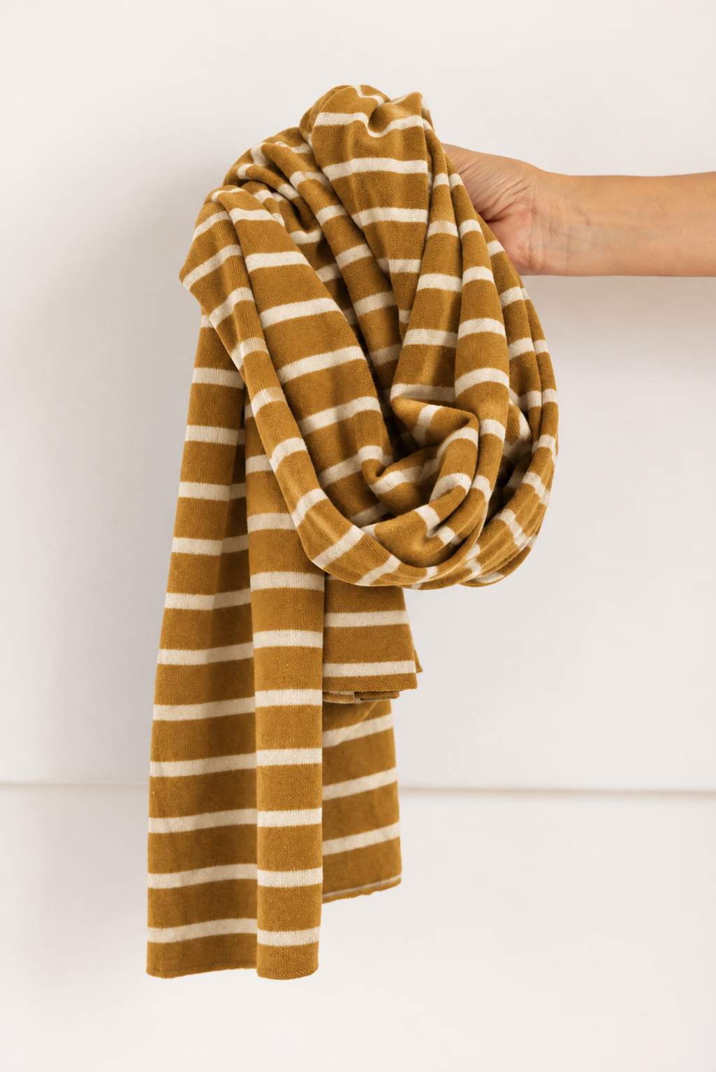 MAMA B segovia scarf caramel stripes