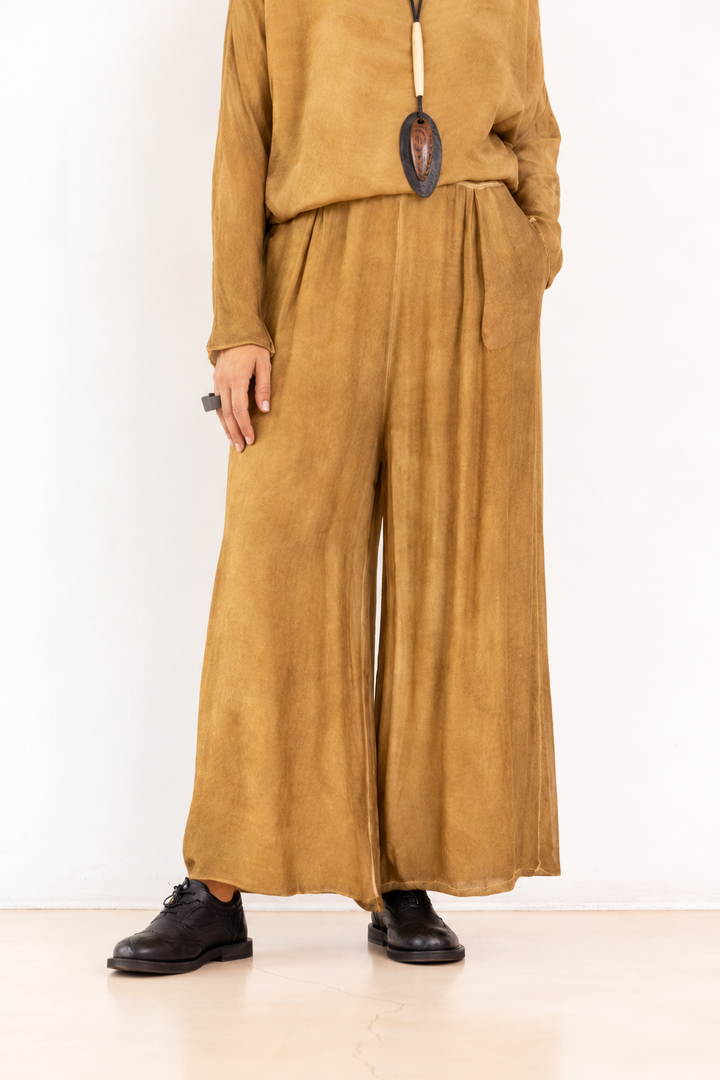 SANCTAMUERTE calças âmbar dourado