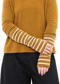 MAMA B Cotto mitones caramelo con rayas beige
