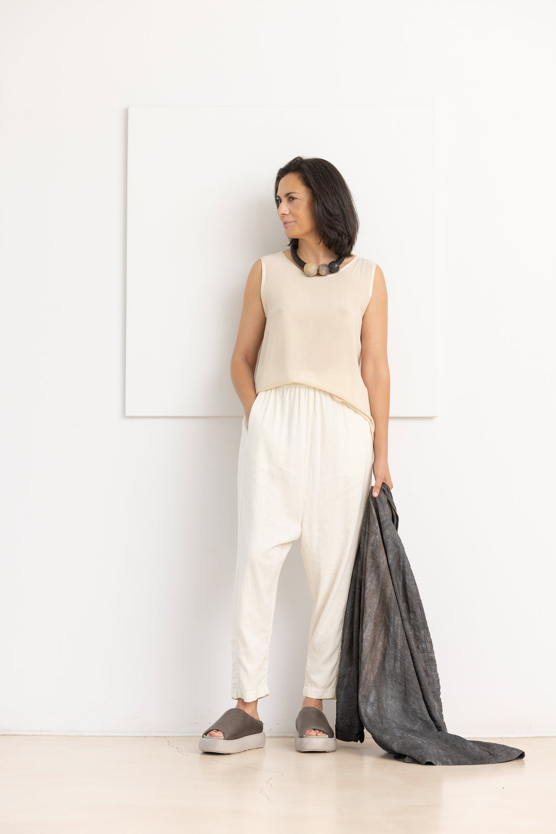 MIIYU silk tank top champagne