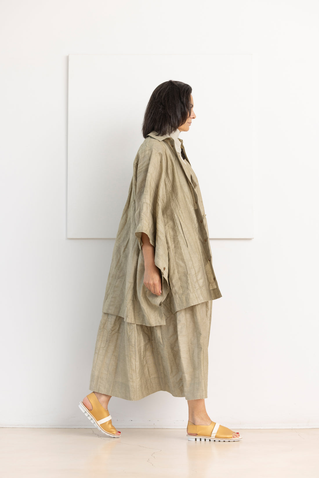 SOH crinkled-effect shirt khaki