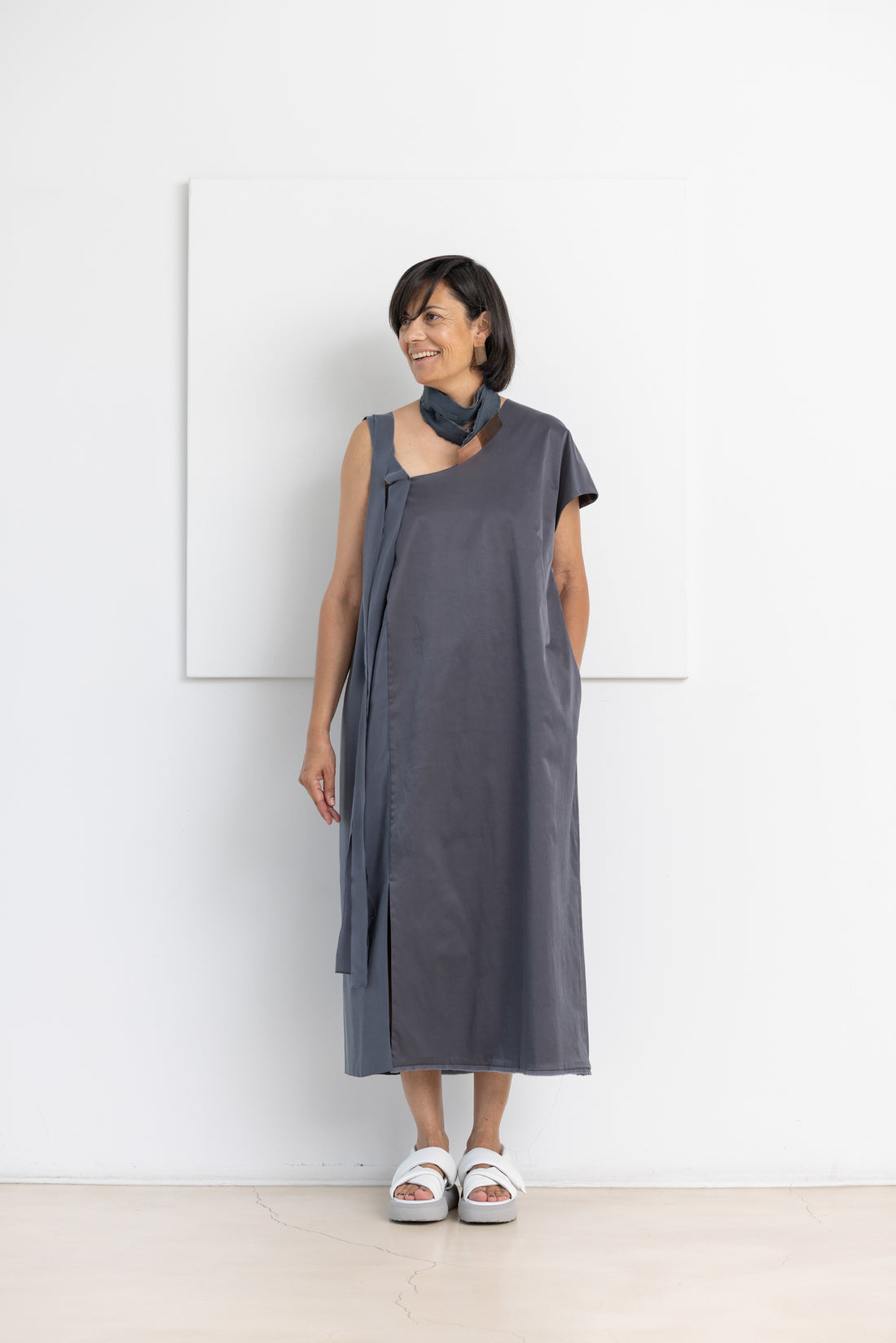 MIIYU SHOULDER DRESS PETROL