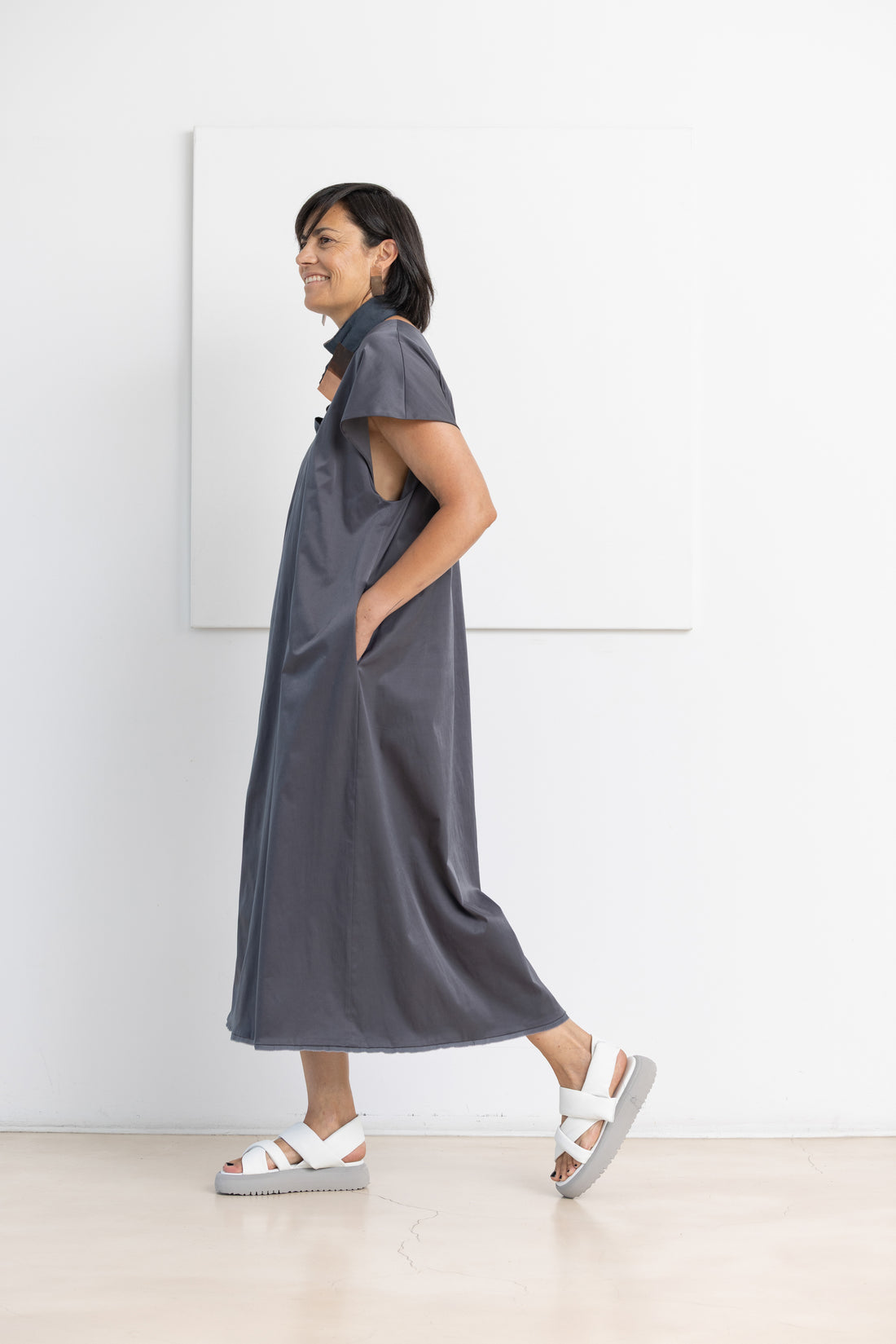 MIIYU SHOULDER DRESS PETROL