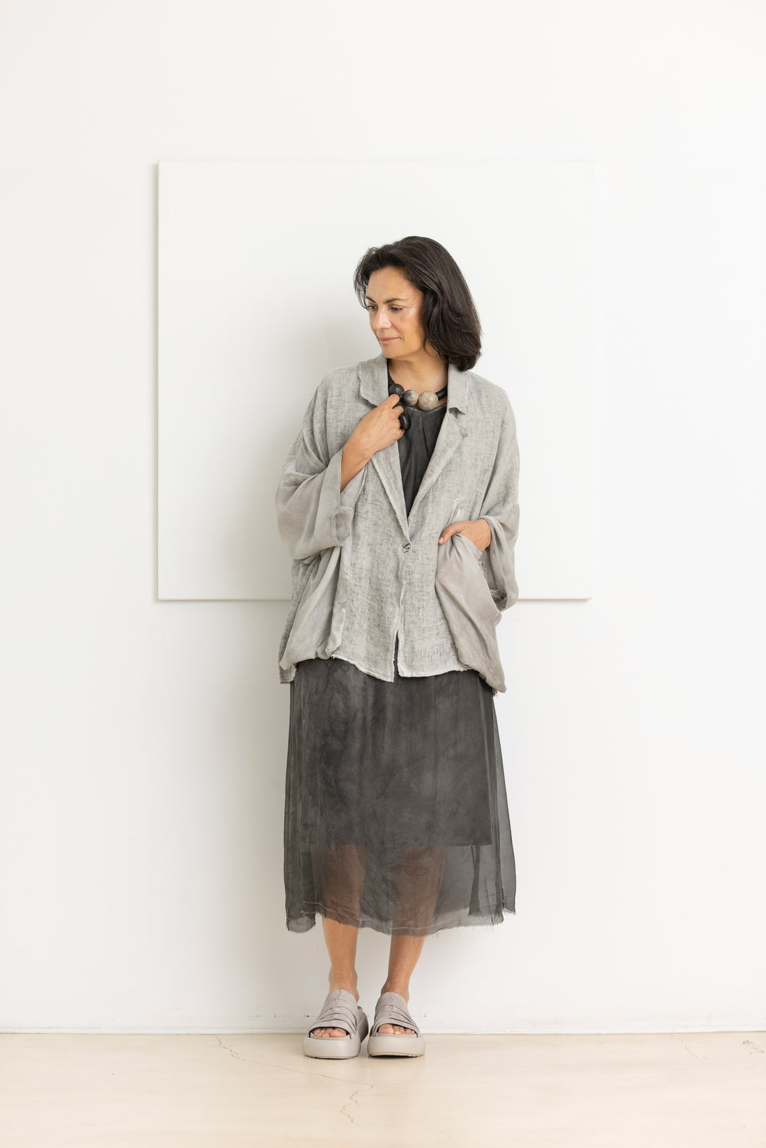 SANCTAMUERTE blazer silver pearl