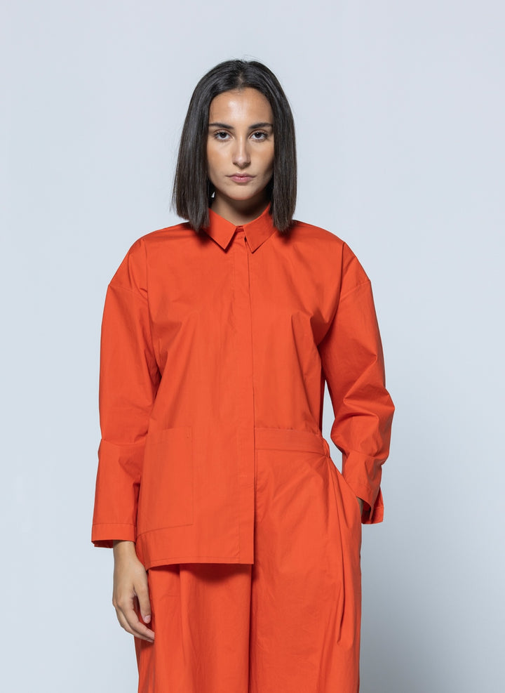 MIIYU KUMO Camisa con bolsillo naranja