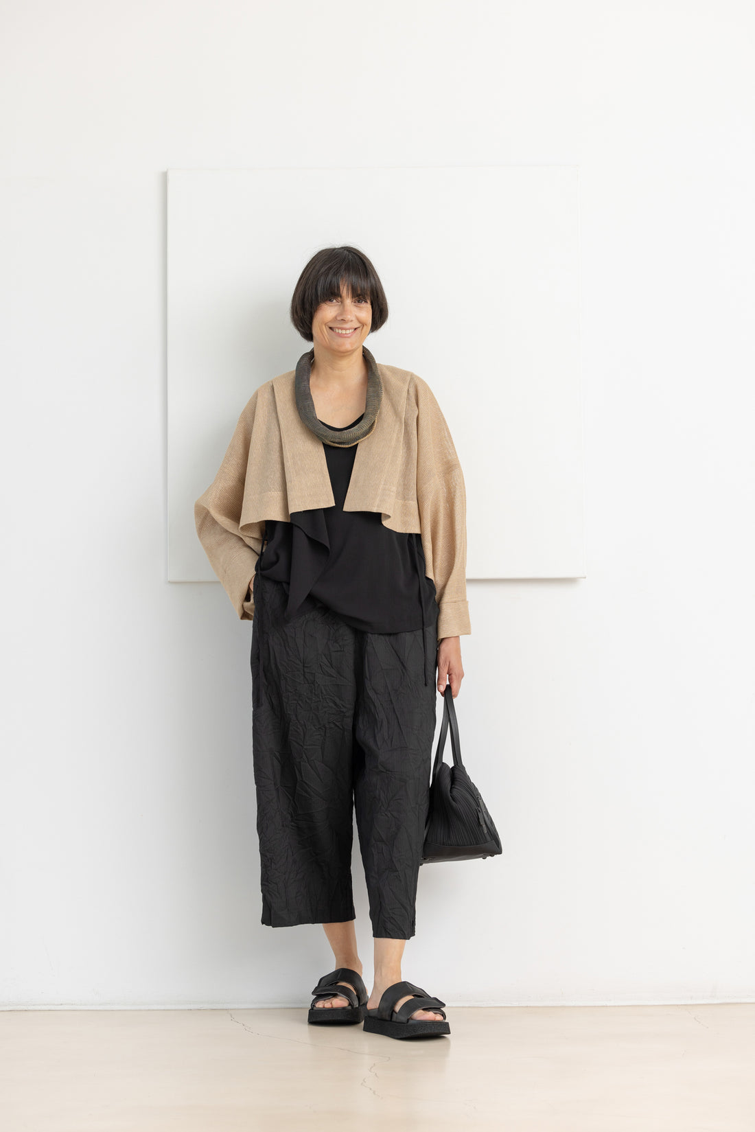 ISSEY MIYAKE PAPYRUS CARDIGAN BROWN