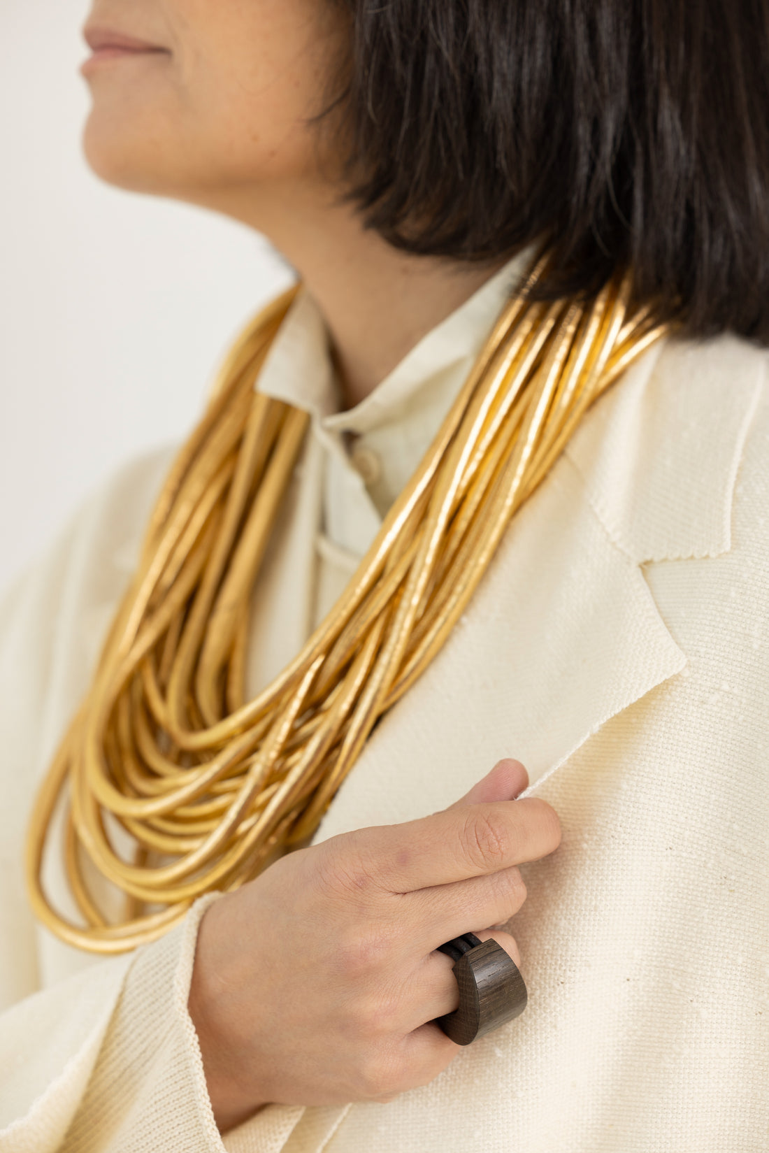 MARIA CALDERARA necklace multi straps gold