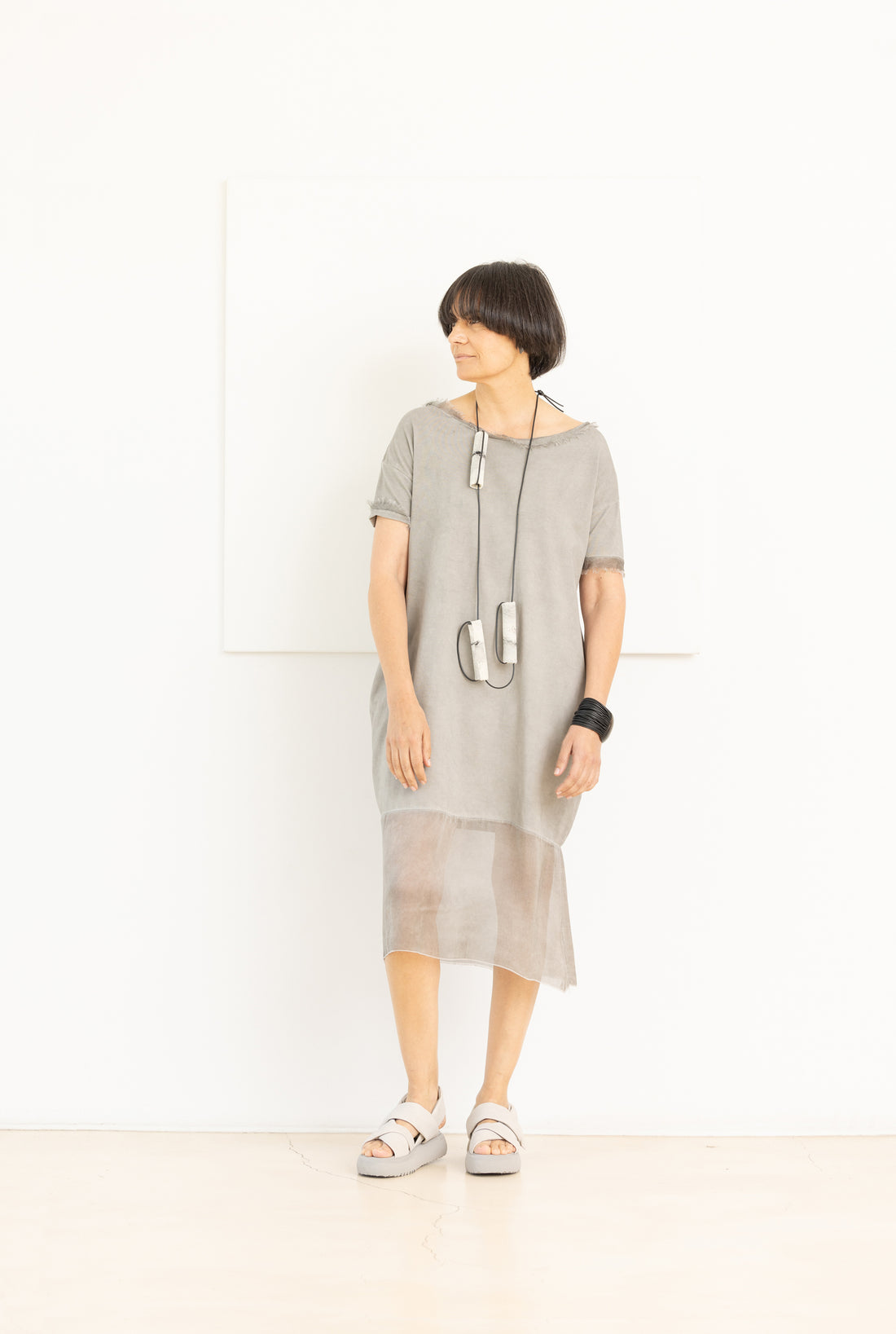 SANCTAMUERTE ABITO DRESS GREY SHADOW