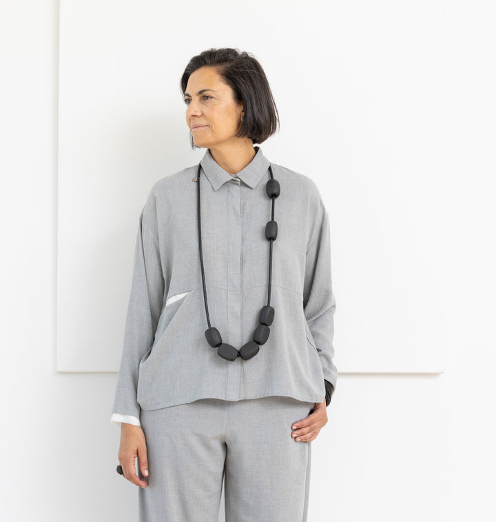 MIIYU Camisa cinzenta com bolso