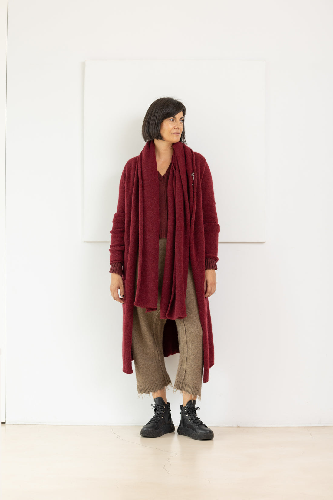 PAL OFFNER LONG CARDIGAN MERLOT