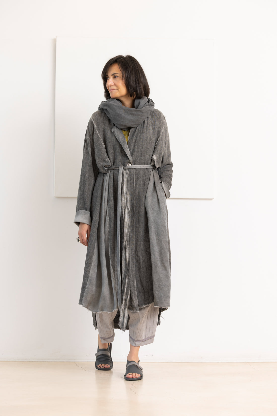 SANCTAMUERTE long blazer ash grey