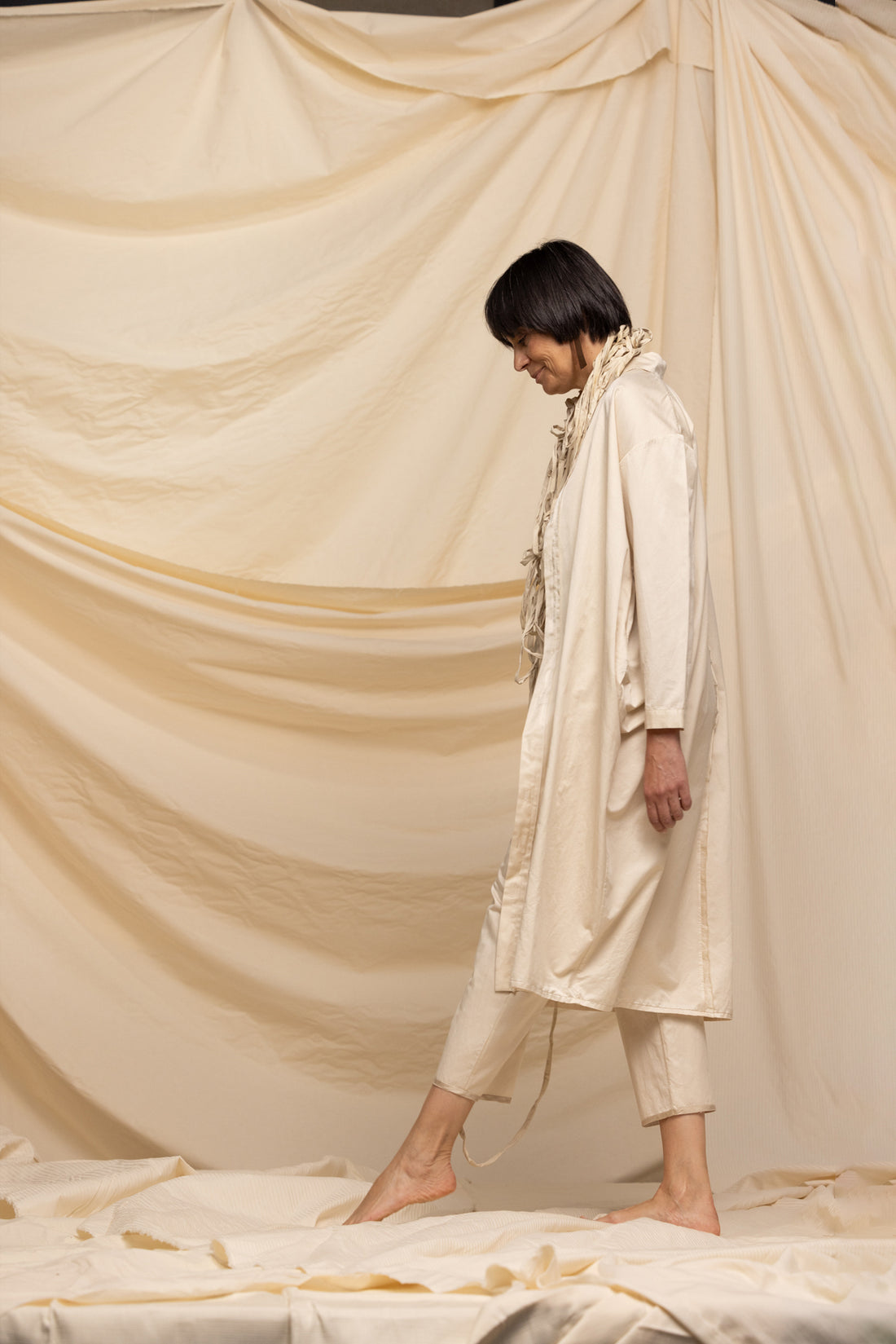 MIIYU COTTON PAPER SHIRTDRESS MINT GREY