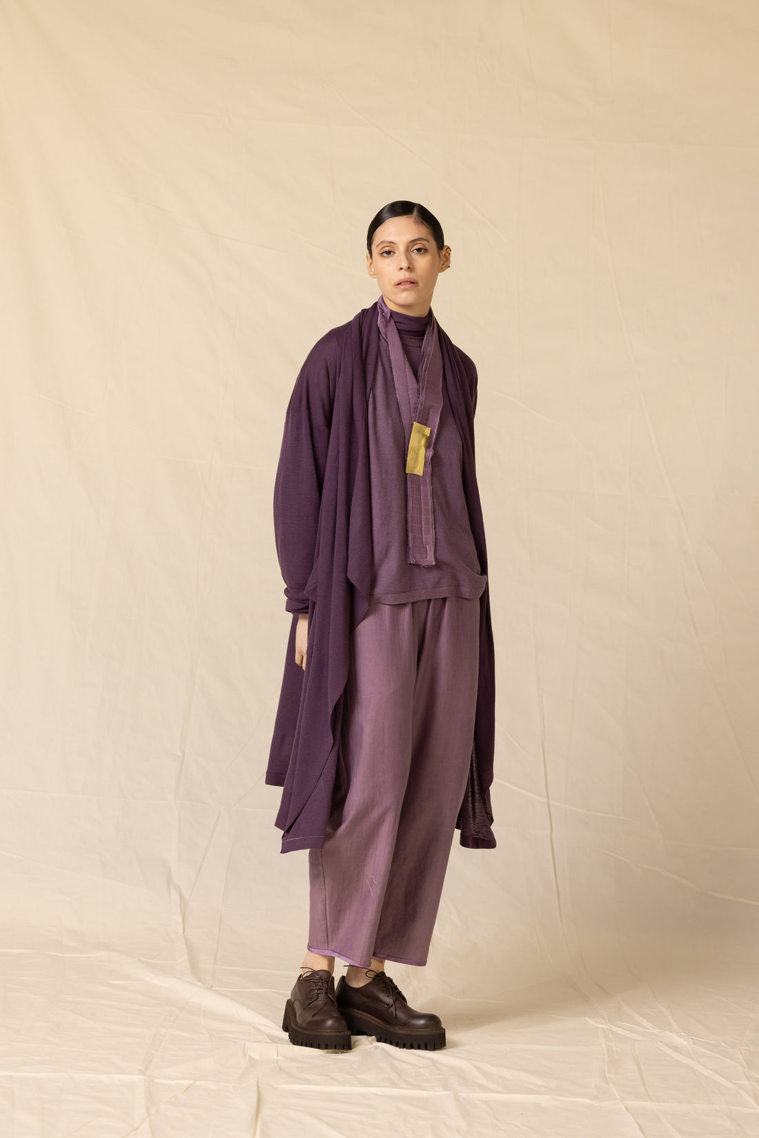 MIIYU striped classic trousers aubergine