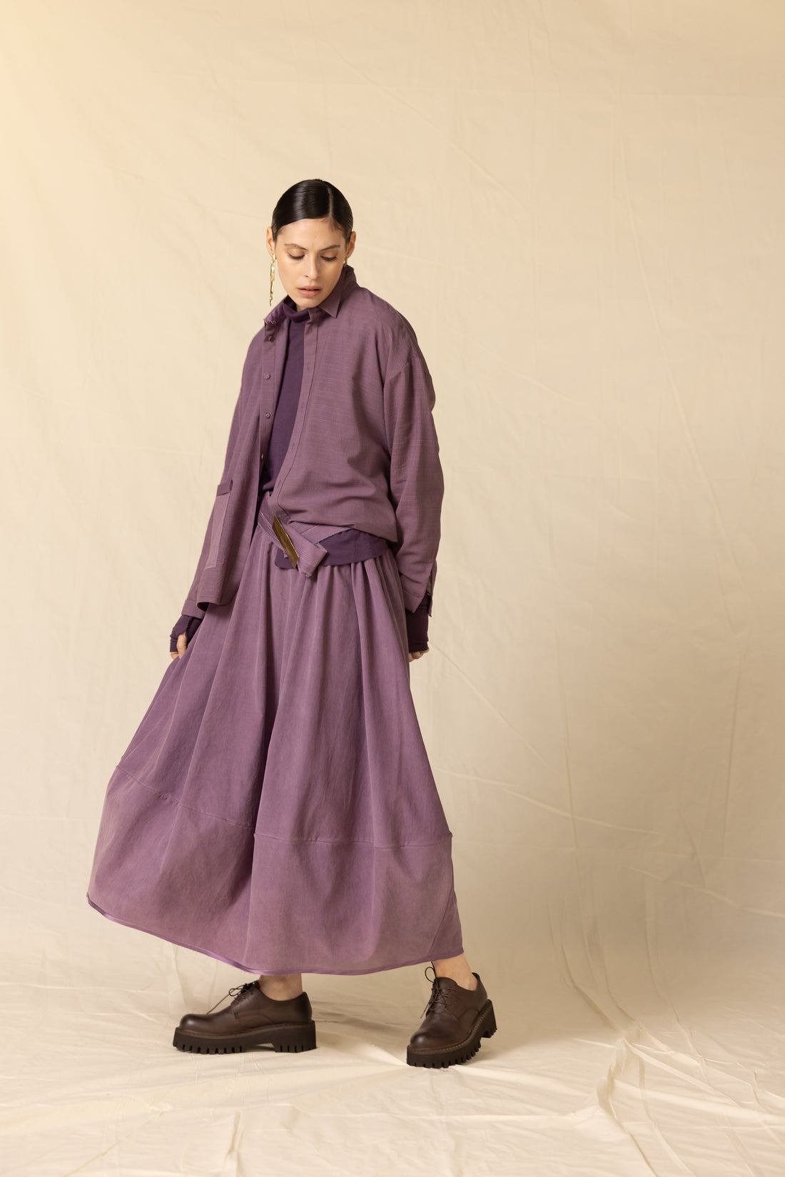 MIIYU cotton mushroom skirt aubergine