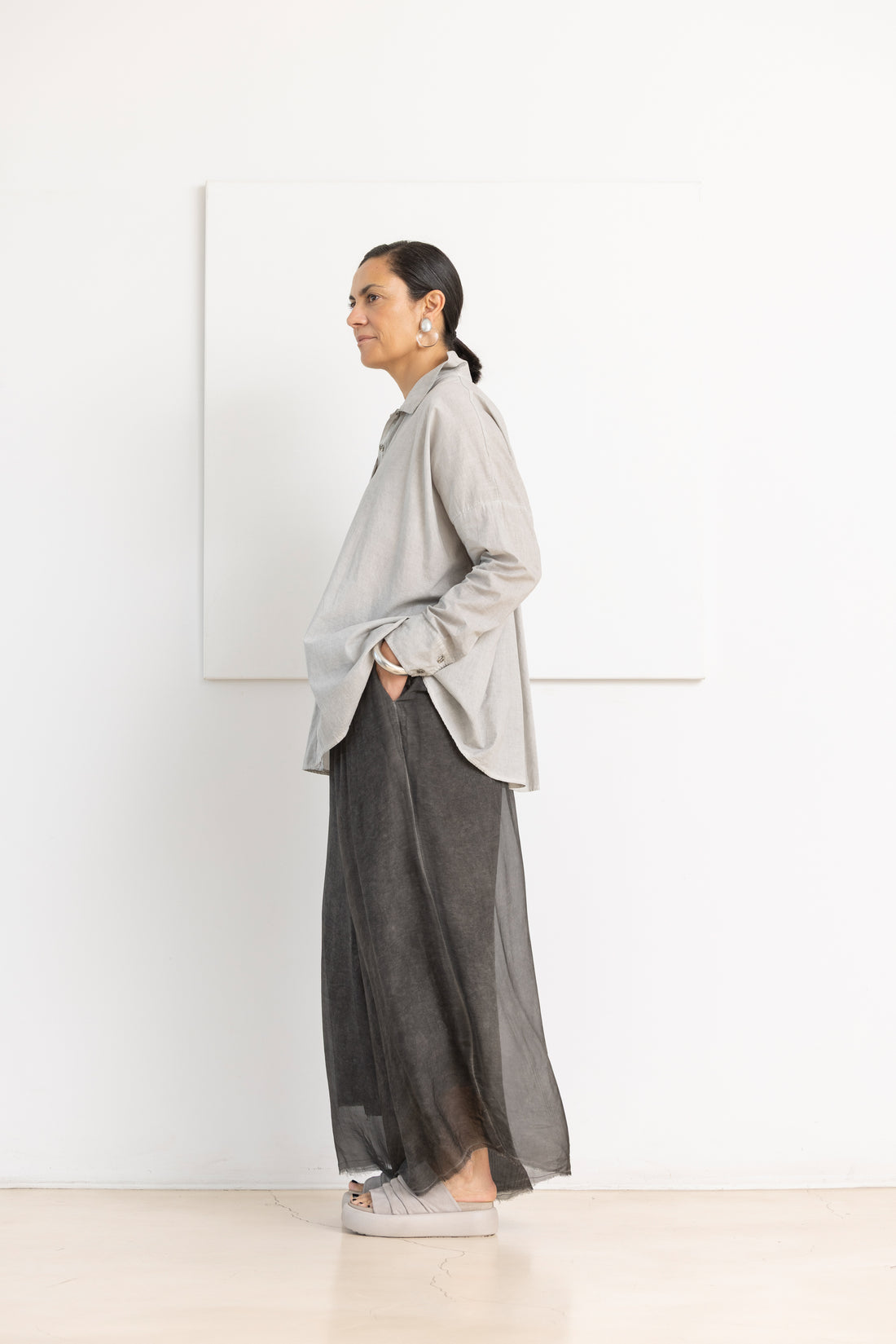 SANCTAMUERTE shirt silver pearl