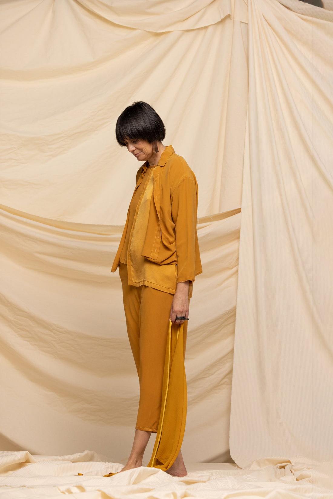 MIIYU SILK BASIC SHIRT ORANGE