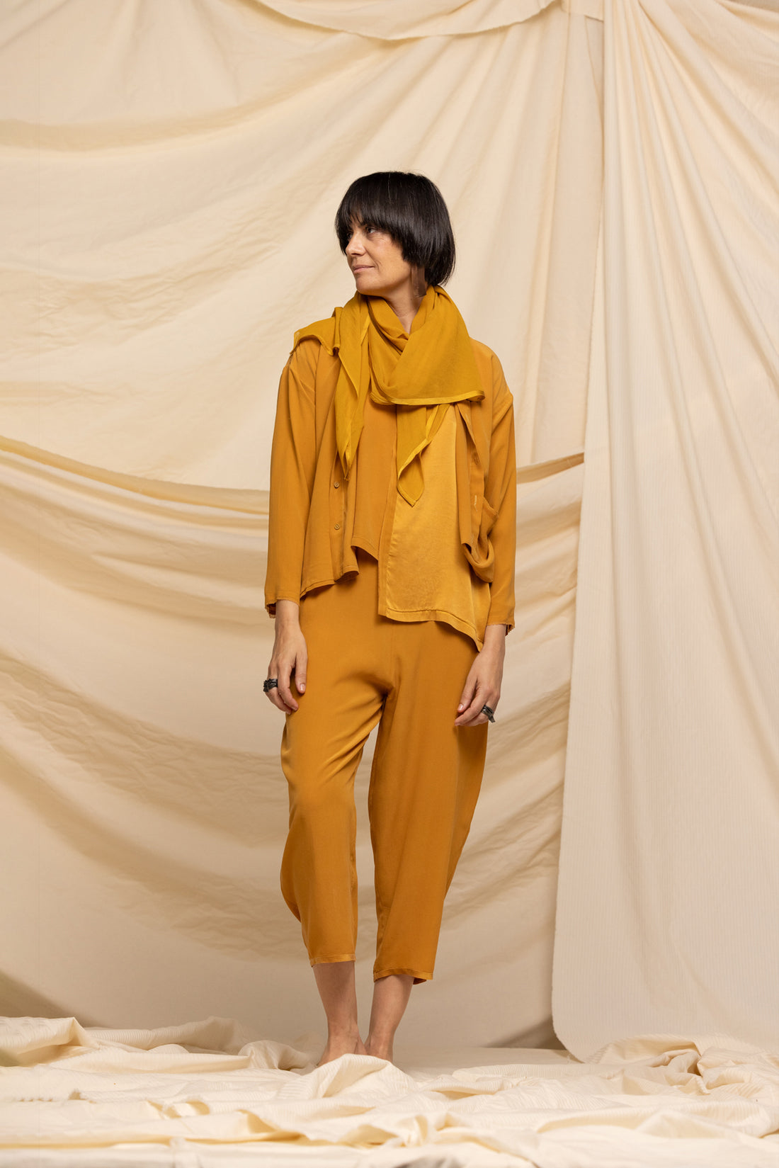 MIIYU SILK GEORGETTE SCARF ORANGE