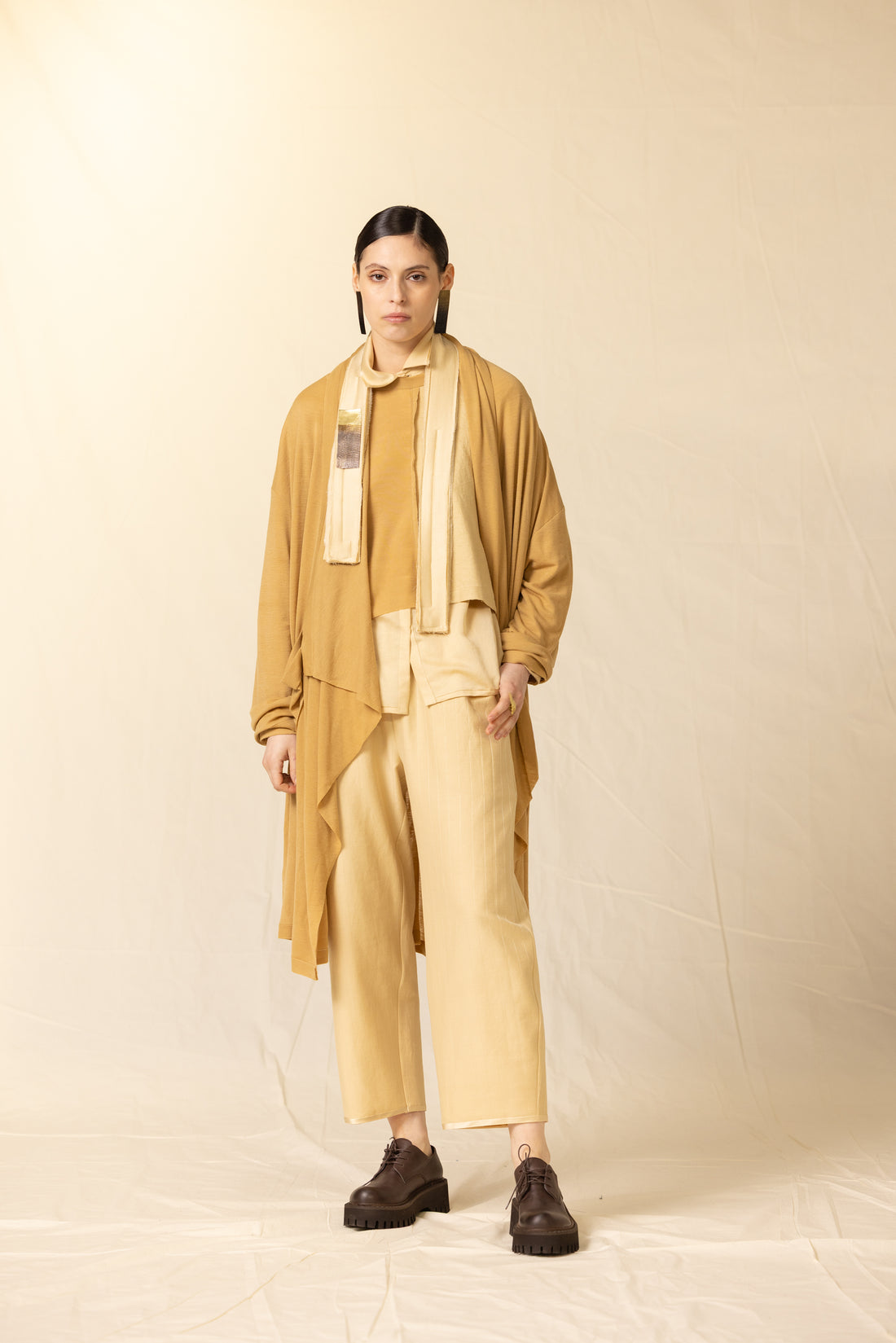 MIIYU striped classic trousers butter