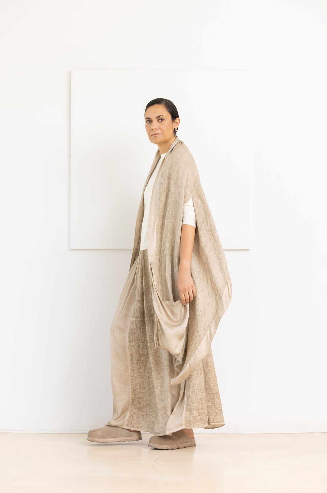 SANCTAMUERTE kimono stole sandshell