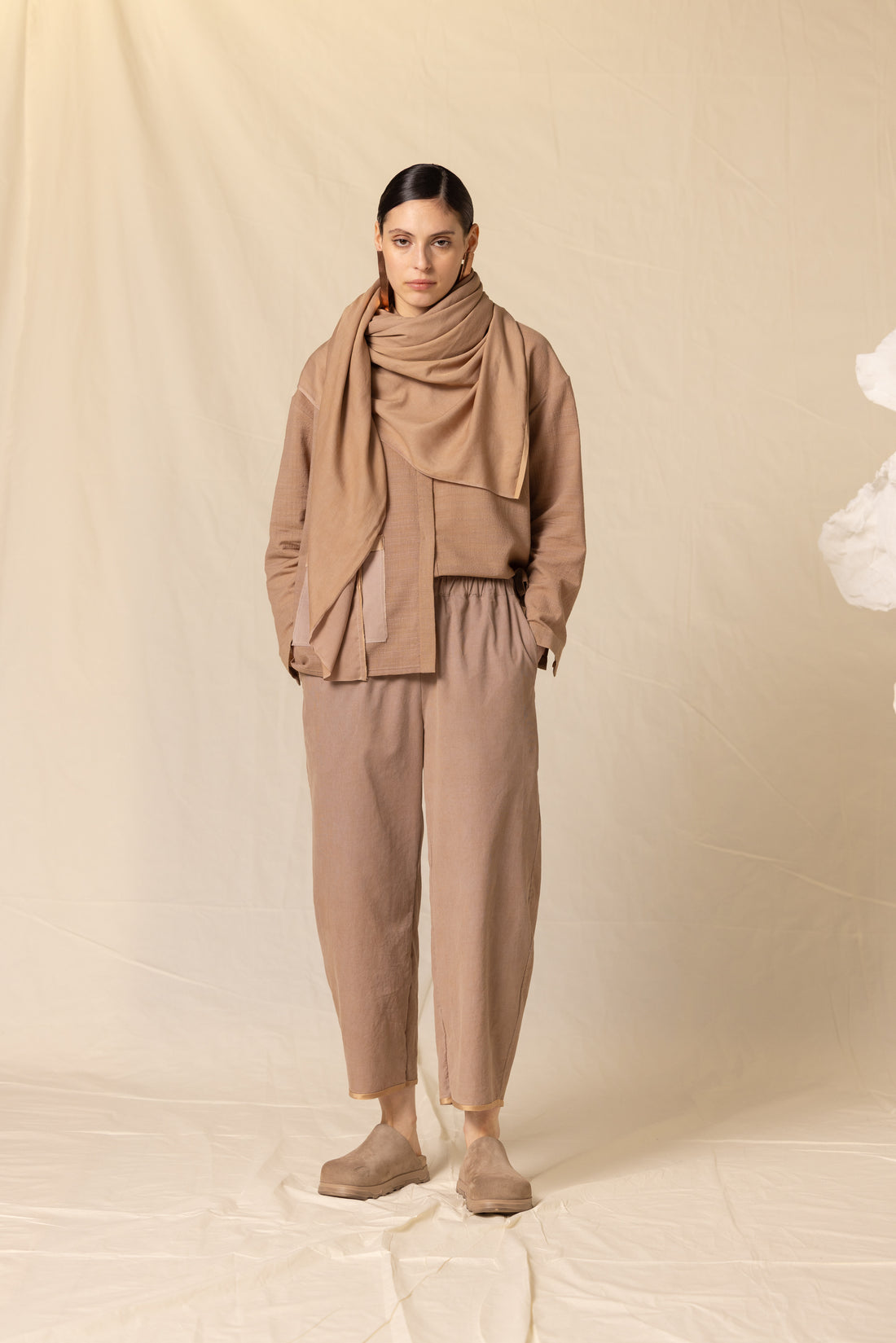 MIIYU cotton classic trousers clay