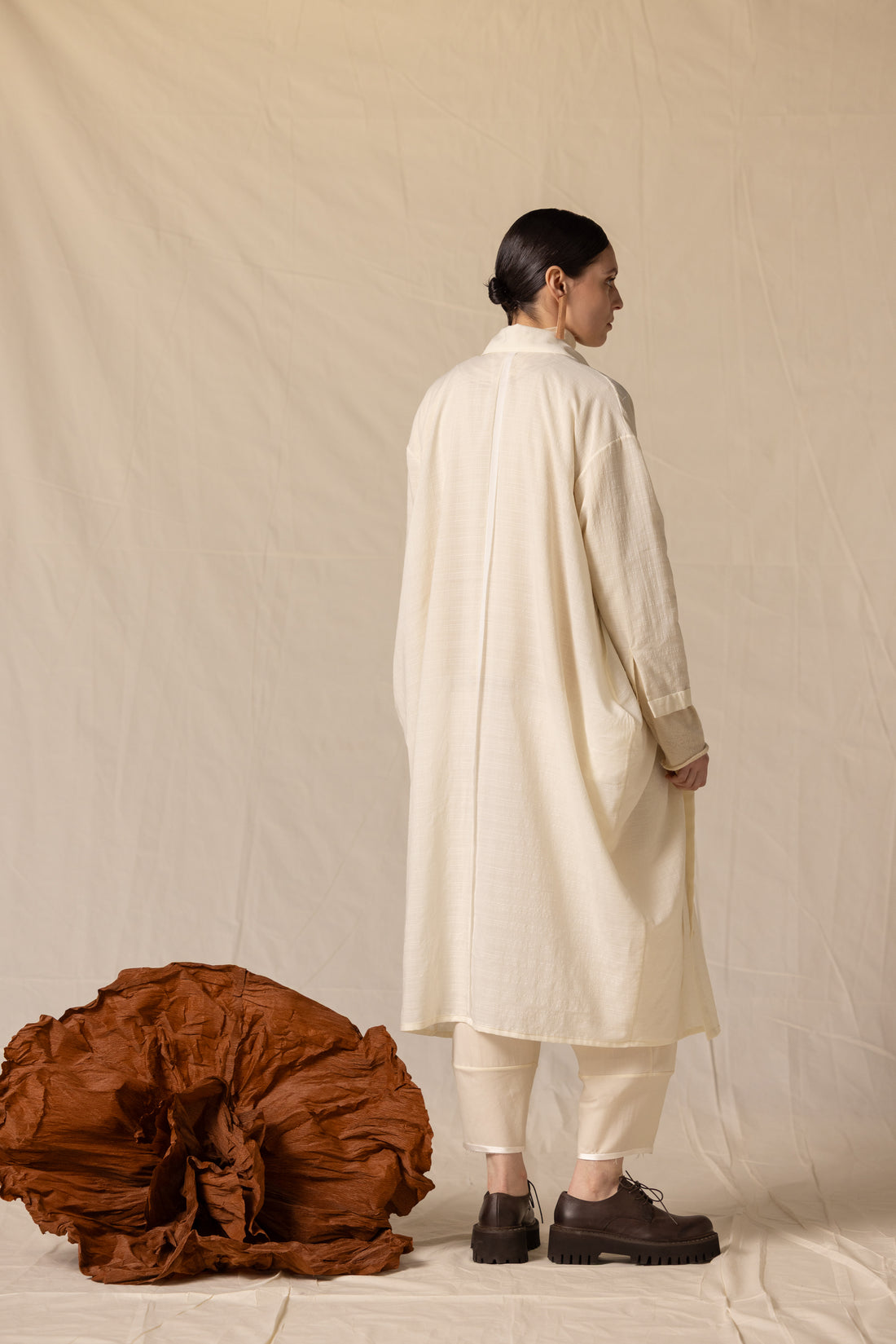 MIIYU wool shirt dress natural