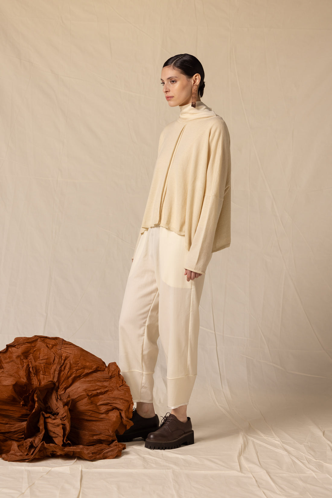 MIIYU wool mushroom trousers natural