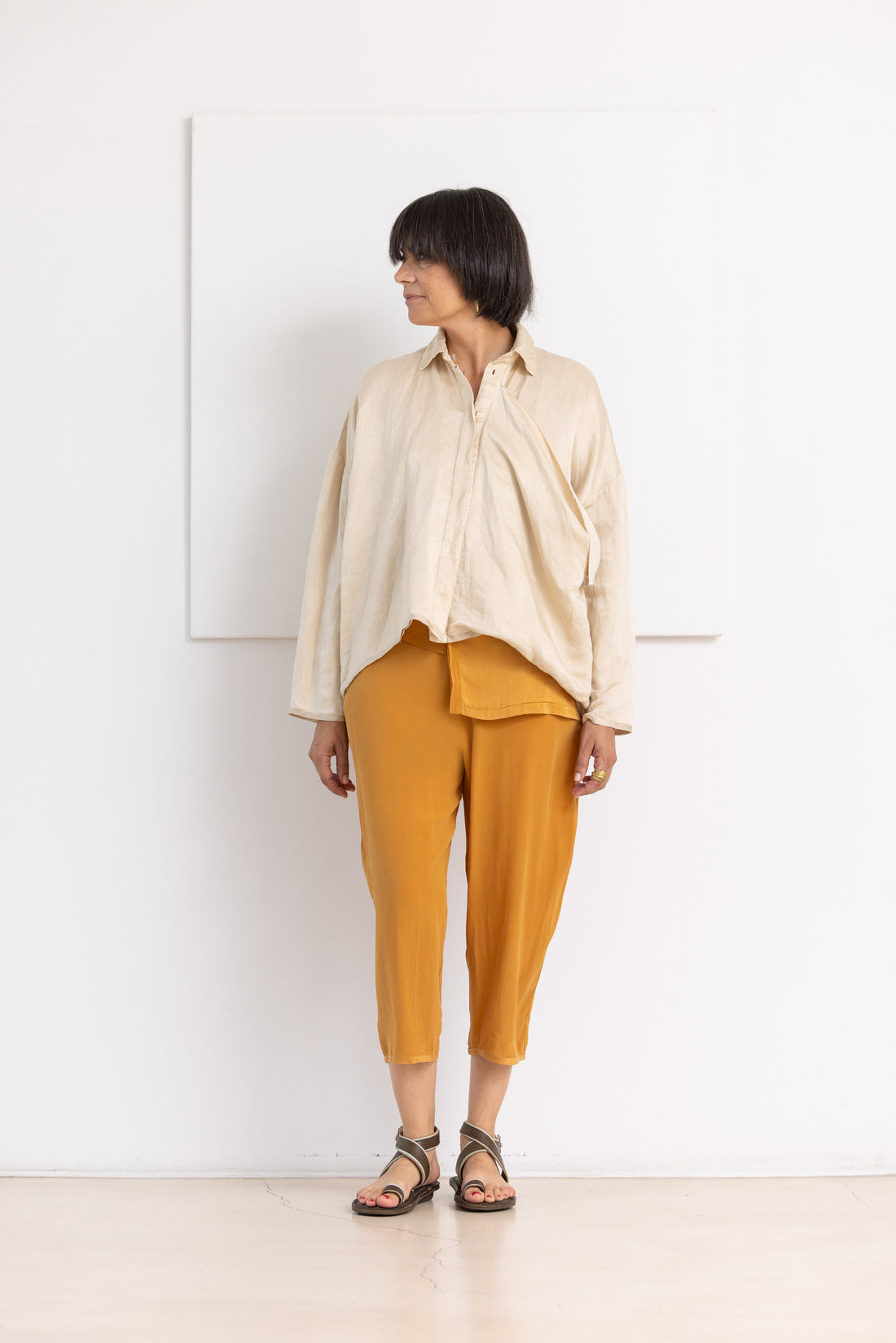 MIIYU LINEN SILK OVERSHIRT CHAMPAGNE