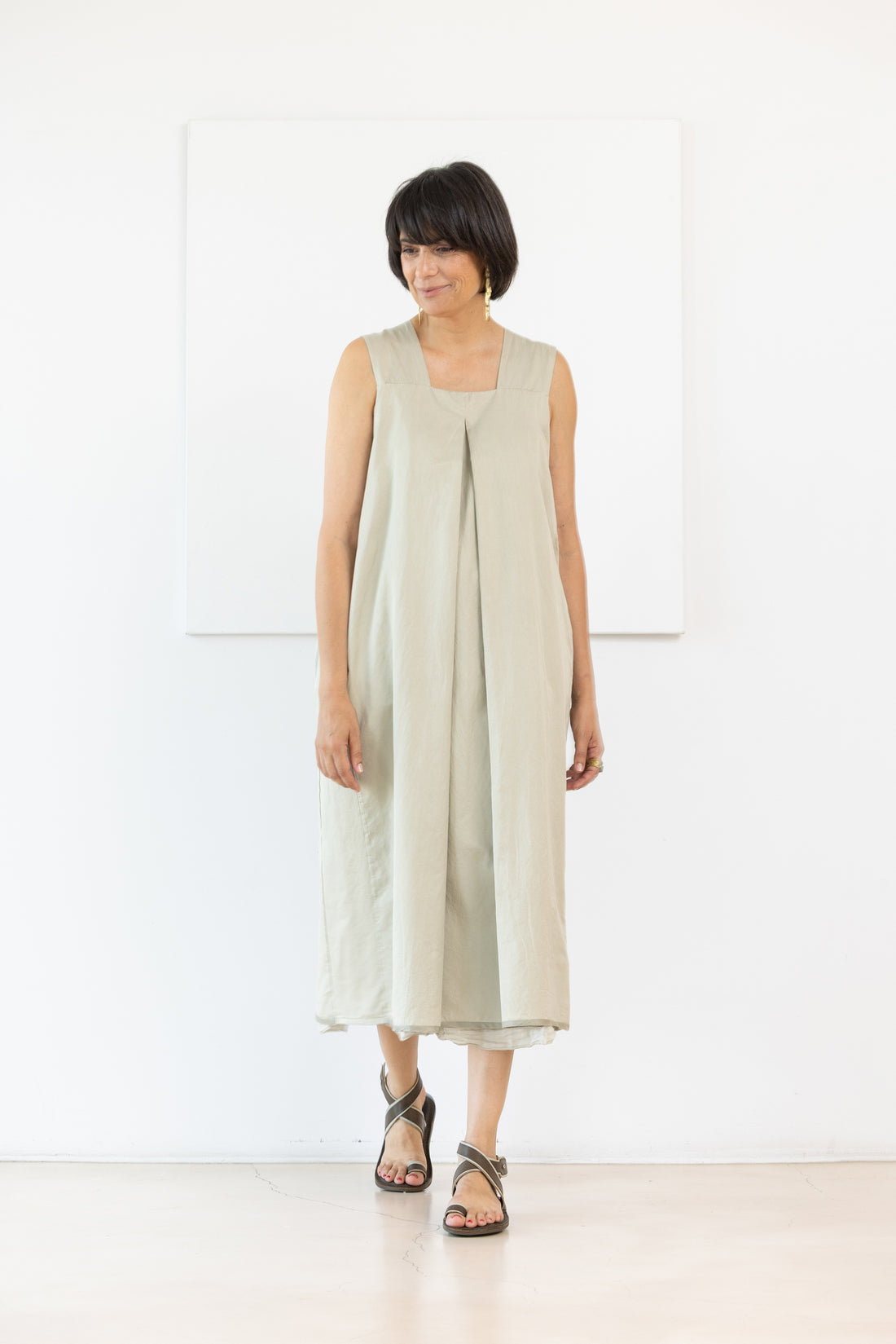 MIIYU COTTON SILK ROMAN DRESS TAUPE
