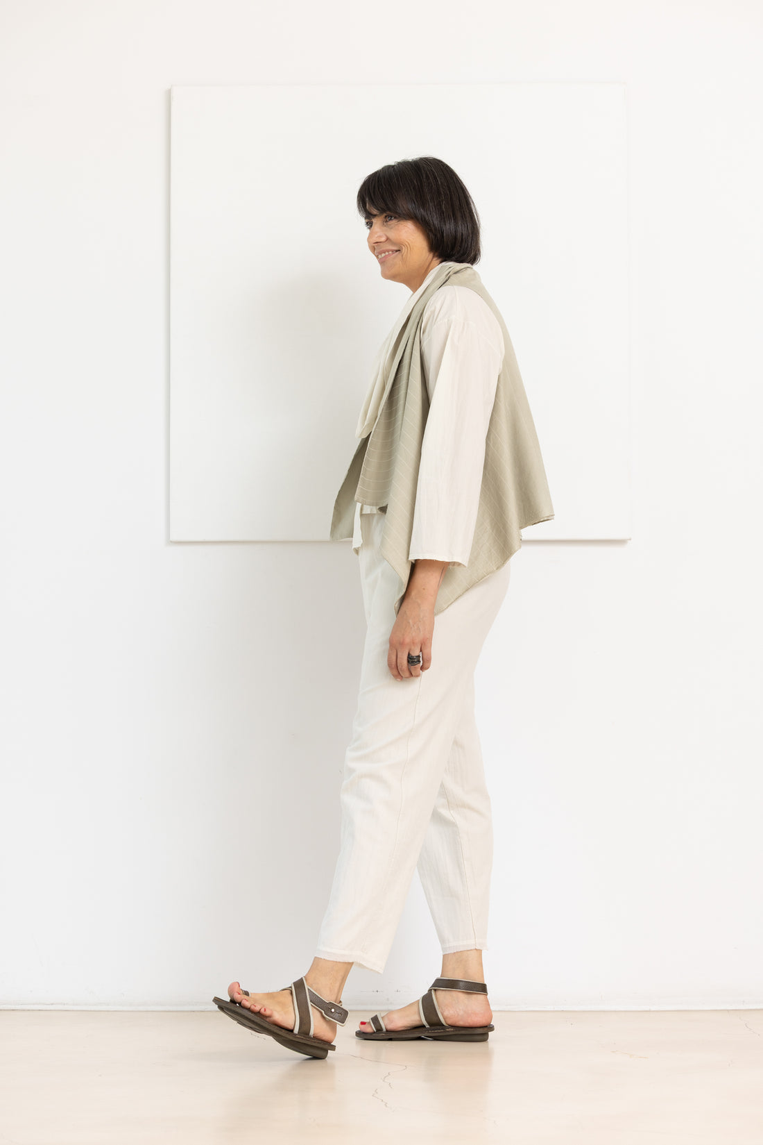 MIIYU cotton silk vest taupe