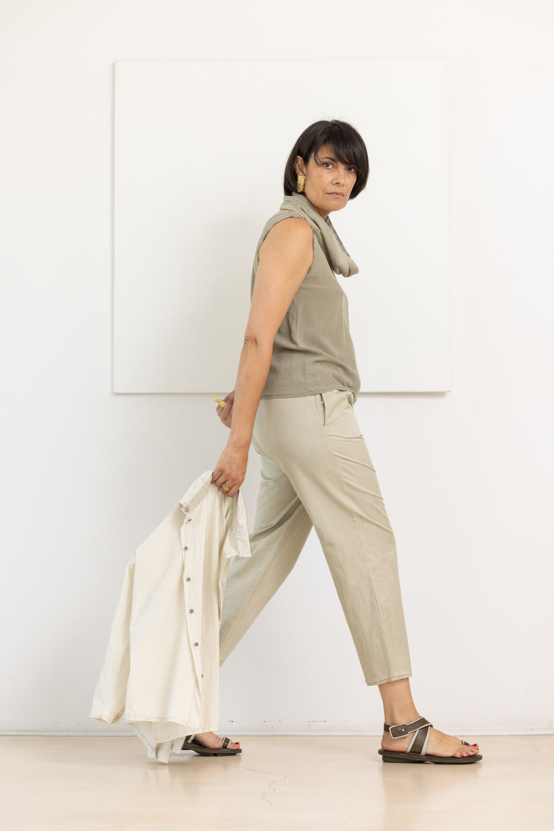 MIIYU silk tank top taupe