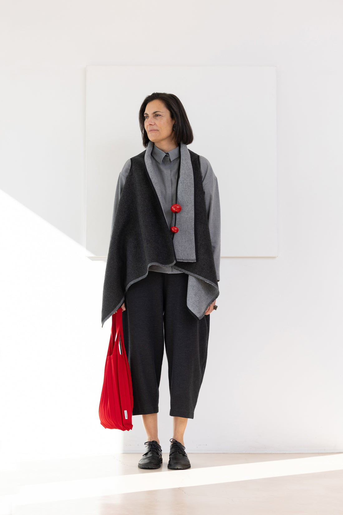 MIIYU  BASIC VEST DOUBLE GREY