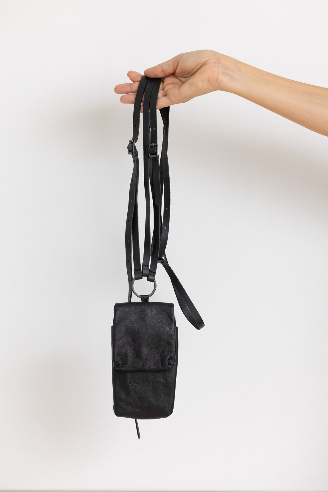 DOUBLE STRAPPED MOBILE BAG BLACK