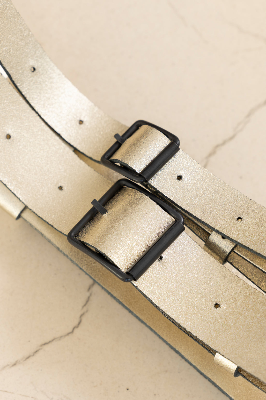TWIN BELT LEATHER GOLD
