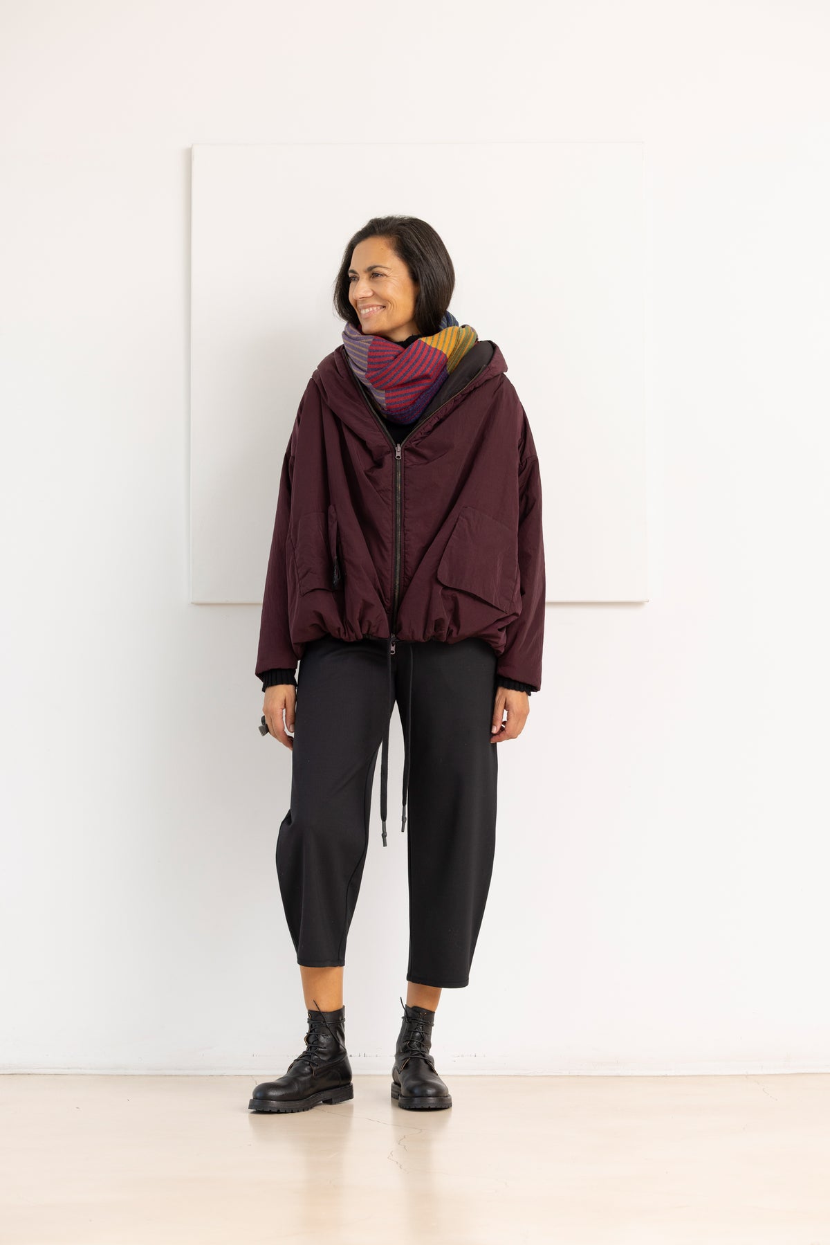 KIMONORAIN chaqueta bomber morado y negro