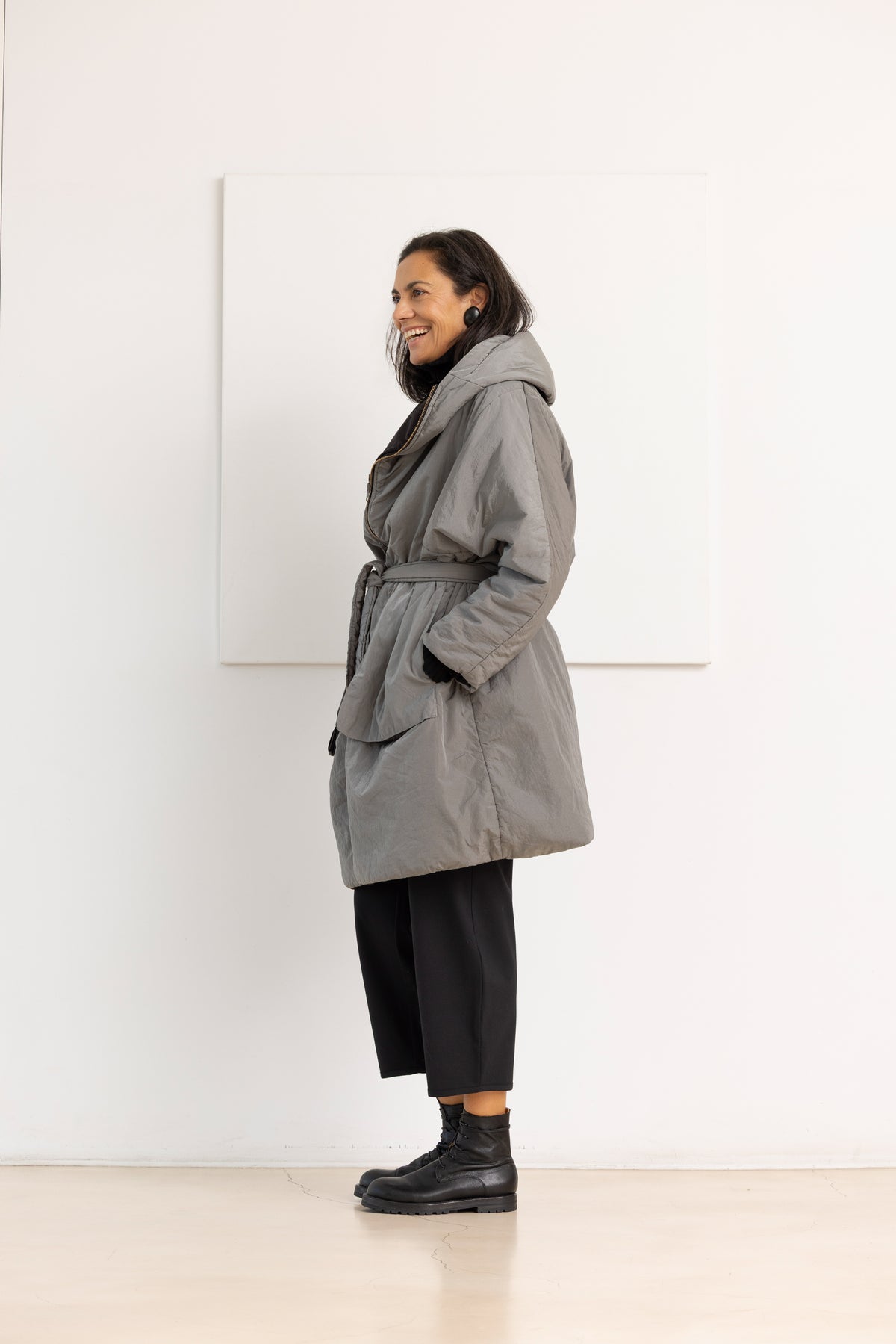 KIMONORAIN Abrigo reversible gris y negro – imagen 4