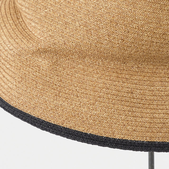 MATURE BOXED HAT 7CM BRIM MIX BROWN LINE EDGE BLK