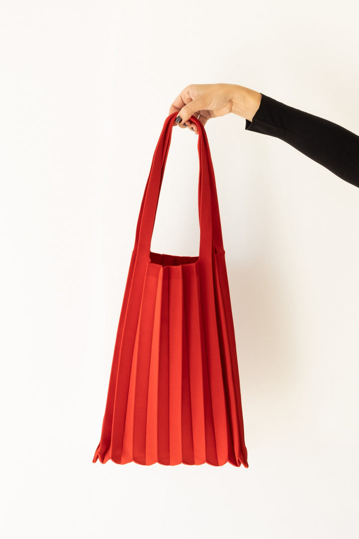 PLEATS MAMA Mala de ombro vermelha