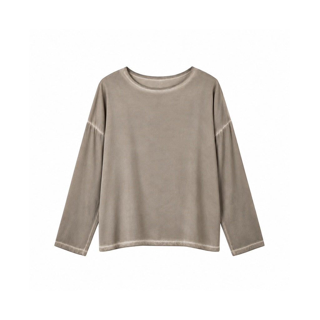 SANCTAMUERTE Top beige grisáceo